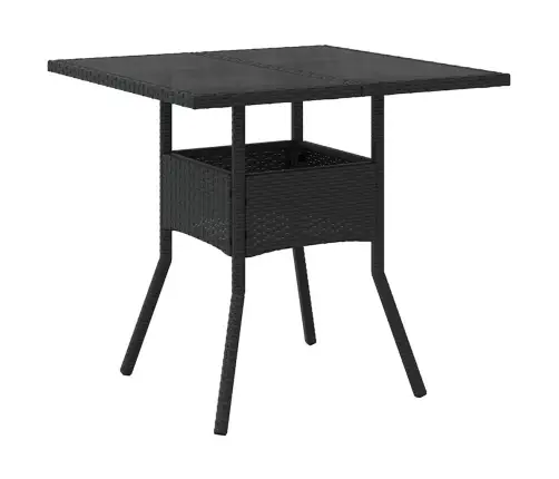 3-Osaline Aiamööbli Komplekt Patjadega, Must, Polürotang/Klaas