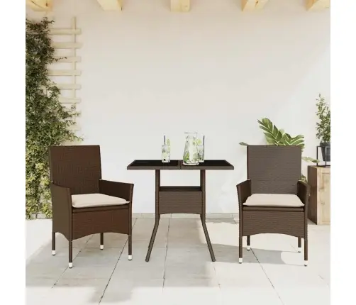 3-Daļīgs Dārza Mēbeļu Komplekts, Matrači, Brūna Pe Rotangpalma Vidaxl