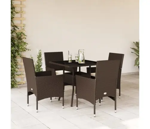 5-Daļīgs Dārza Mēbeļu Komplekts, Matrači, Brūna Pe Rotangpalma Vidaxl