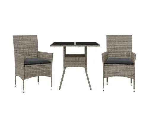 3-Daļīgs Dārza Mēbeļu Komplekts, Matrači, Pelēka Pe Rotangpalma Vidaxl
