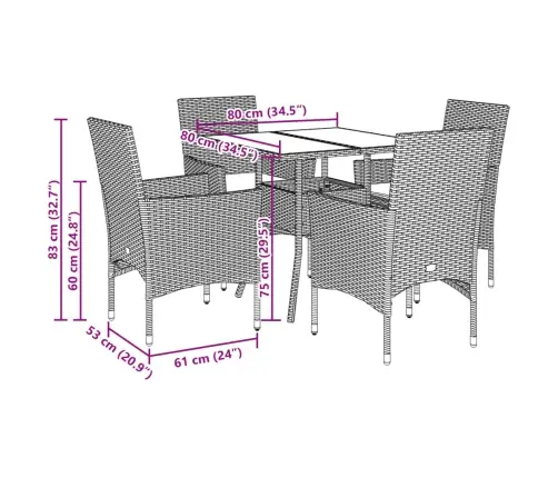 Sodo Komplektas, 5 Dalių, Smėlio, Poliratanas Ir Stiklas
