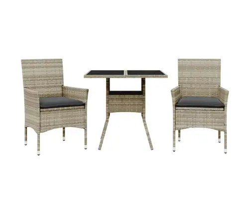 Sodo Komplektas, 3 Dalių, Šviesiai Pilkas, Poliratanas/Stiklas