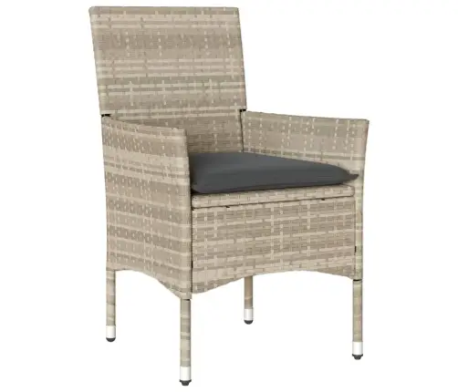 5-Osaline Aiamööbli Komplekt Patjadega, Hall, Polürotang/Klaas