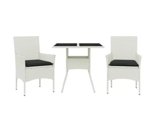 Sodo Komplektas, 3 Dalių, Baltas, Poliratanas Ir Stiklas