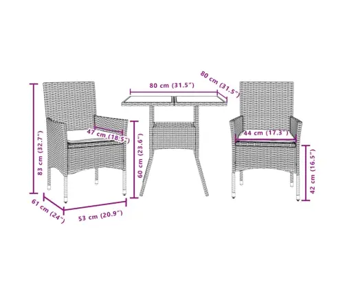 Sodo Komplektas, 3 Dalių, Baltas, Poliratanas Ir Stiklas