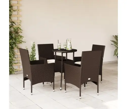 5-Daļīgs Dārza Mēbeļu Komplekts, Matrači, Brūna Pe Rotangpalma Vidaxl