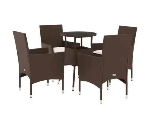 5-Daļīgs Dārza Mēbeļu Komplekts, Matrači, Brūna Pe Rotangpalma Vidaxl