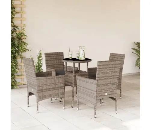 5-Daļīgs Dārza Mēbeļu Komplekts, Matrači, Pelēka Pe Rotangpalma Vidaxl