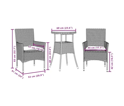 3-Daļīgs Dārza Mēbeļu Komplekts, Matrači, Bēša Pe Rotangpalma Vidaxl 3-Daļīgs Dārza Mēbeļu Komplekts, Matrači, Bēša Pe Rotangpalma Vidaxl