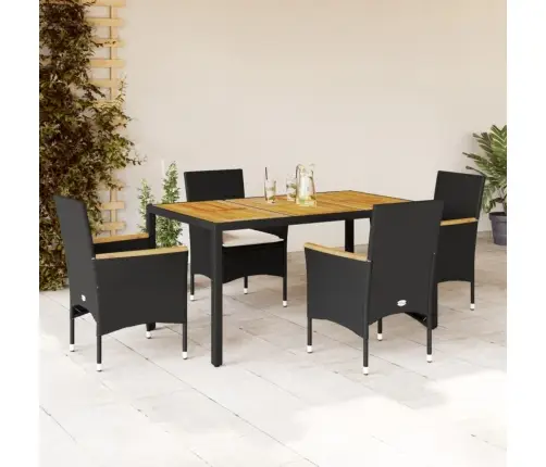 5-Osaline Aiamööbli Komplekt Patjadega Must, Pe-Rotang/Akaatsia