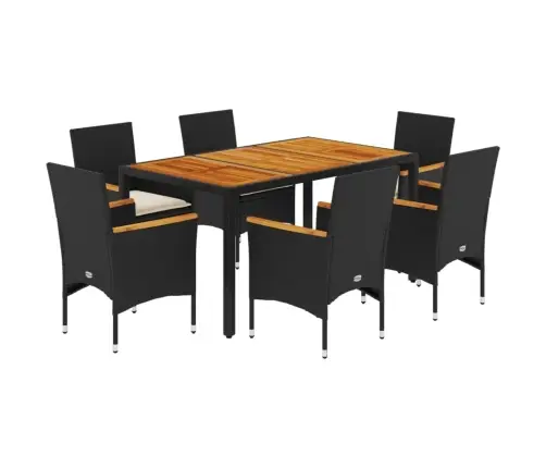 7-Daļīgs Dārza Mēbeļu Komplekts, Matrači, Melna Pe Rotangpalma Vidaxl