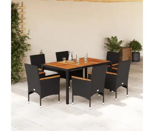 7-Daļīgs Dārza Mēbeļu Komplekts, Matrači, Melna Pe Rotangpalma Vidaxl