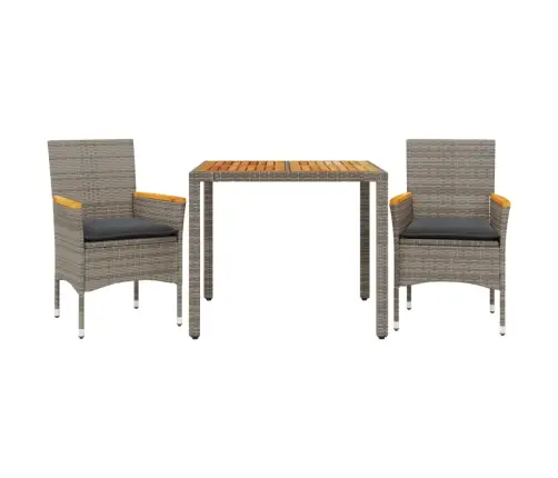 3-Osaline Aiamööblikomplekt Patjadega, Hall, Pe-Rotang/Akaatsia