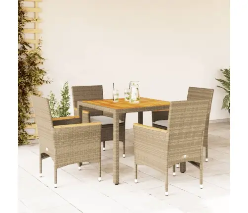 5-Daļīgs Dārza Mēbeļu Komplekts, Matrači, Bēša Pe Rotangpalma Vidaxl