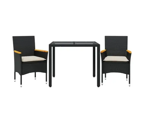 Sodo Komplektas, 3 Dalių, Juodas, Poliratanas Ir Stiklas