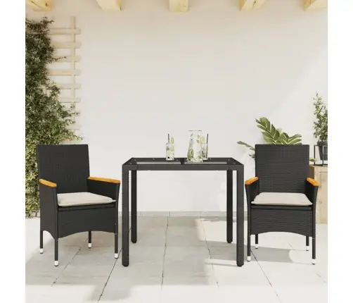 Sodo Komplektas, 3 Dalių, Juodas, Poliratanas Ir Stiklas