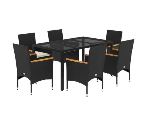 7-Daļīgs Dārza Mēbeļu Komplekts, Matrači, Melna Pe Rotangpalma Vidaxl