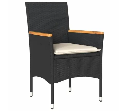 7-Osaline Aiamööblikomplekt Patjadega, Must, Polürotang/Klaas