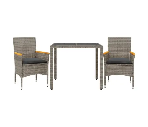 3-Daļīgs Dārza Mēbeļu Komplekts, Matrači, Pelēka Pe Rotangpalma Vidaxl 3-Daļīgs Dārza Mēbeļu Komplekts, Matrači, Pelēka Pe Rotangpalma Vidaxl