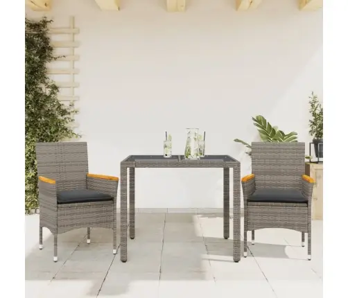 3-Daļīgs Dārza Mēbeļu Komplekts, Matrači, Pelēka Pe Rotangpalma Vidaxl 3-Daļīgs Dārza Mēbeļu Komplekts, Matrači, Pelēka Pe Rotangpalma Vidaxl