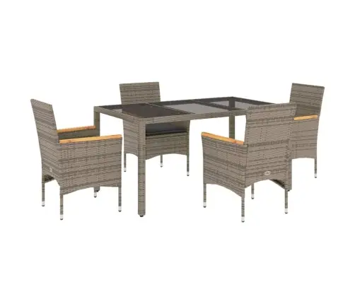 5-Osaline Aiamööbli Komplekt Patjadega, Hall, Polürotang/Klaas