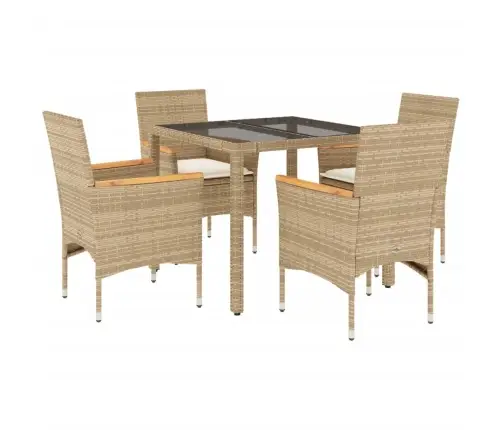 5-Daļīgs Dārza Mēbeļu Komplekts, Matrači, Bēša Pe Rotangpalma Vidaxl