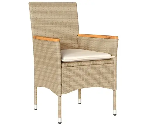 9-Daļīgs Dārza Mēbeļu Komplekts, Matrači, Bēša Pe Rotangpalma Vidaxl