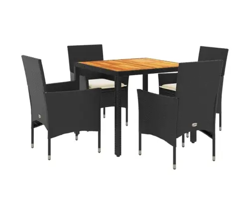 5-Daļīgs Dārza Mēbeļu Komplekts, Matrači, Melna Pe Rotangpalma Vidaxl