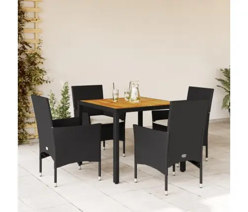 5-Daļīgs Dārza Mēbeļu Komplekts, Matrači, Melna Pe Rotangpalma Vidaxl