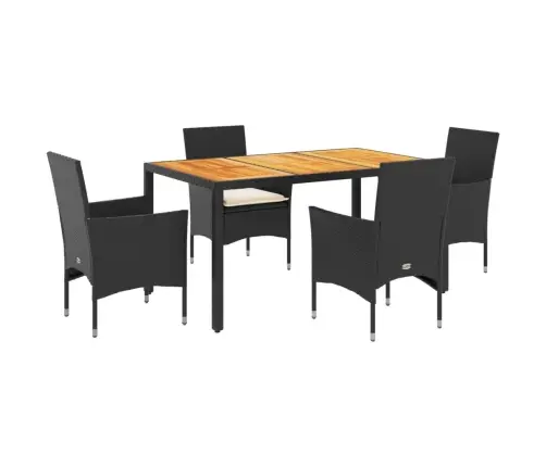 5-Daļīgs Dārza Mēbeļu Komplekts, Matrači, Melna Pe Rotangpalma Vidaxl