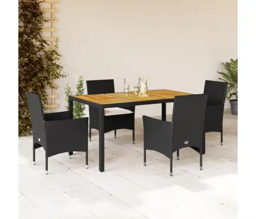 5-Daļīgs Dārza Mēbeļu Komplekts, Matrači, Melna Pe Rotangpalma Vidaxl