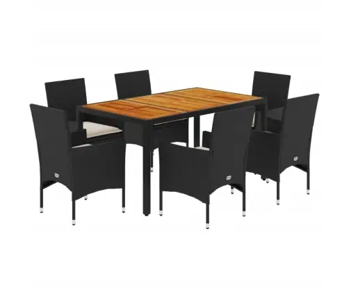 7-Daļīgs Dārza Mēbeļu Komplekts, Matrači, Melna Pe Rotangpalma Vidaxl