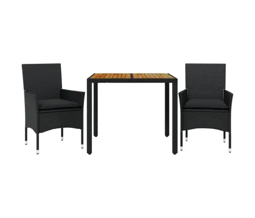 Sodo Komplektas, 3 Dalių, Juodas, Poliratanas Ir Akacija