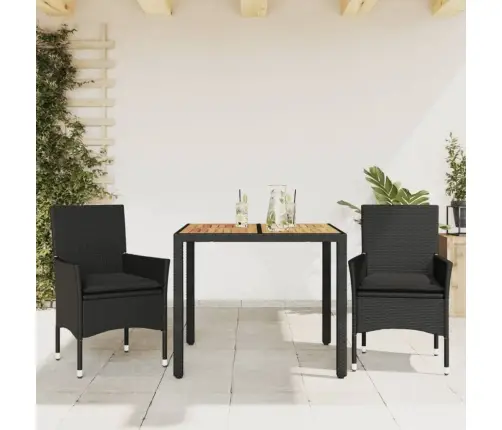 Sodo Komplektas, 3 Dalių, Juodas, Poliratanas Ir Akacija