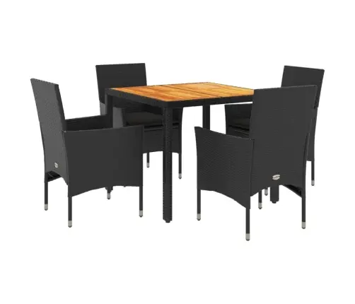 5-Daļīgs Dārza Mēbeļu Komplekts, Matrači, Melna Pe Rotangpalma Vidaxl