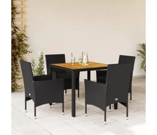 5-Daļīgs Dārza Mēbeļu Komplekts, Matrači, Melna Pe Rotangpalma Vidaxl