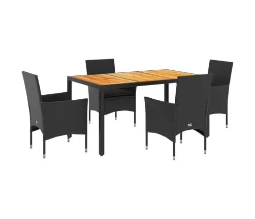 5-Daļīgs Dārza Mēbeļu Komplekts, Matrači, Melna Pe Rotangpalma Vidaxl