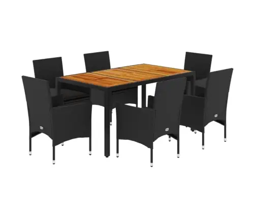 7-Daļīgs Dārza Mēbeļu Komplekts, Matrači, Melna Pe Rotangpalma Vidaxl