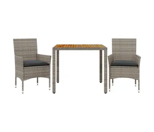 3-Daļīgs Dārza Mēbeļu Komplekts, Matrači, Pelēka Pe Rotangpalma Vidaxl