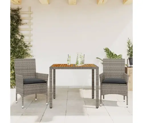 3-Daļīgs Dārza Mēbeļu Komplekts, Matrači, Pelēka Pe Rotangpalma Vidaxl