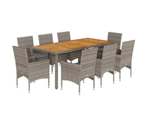 9-Osaline Aiamööblikomplekt Patjadega, Hall, Pe-Rotang/Akaatsia