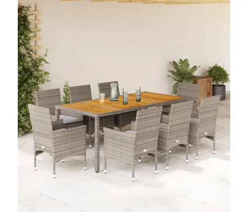 9-Osaline Aiamööblikomplekt Patjadega, Hall, Pe-Rotang/Akaatsia