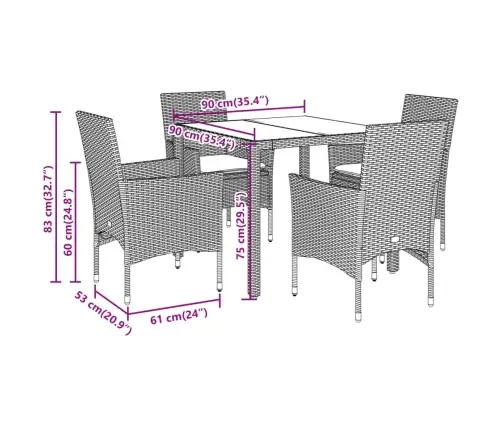 Sodo Komplektas, 5 Dalių, Smėlio, Poliratanas Ir Akacija Sodo Komplektas, 5 Dalių, Smėlio, Poliratanas Ir Akacija