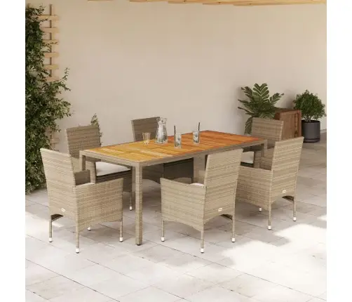 Sodo Komplektas, 7 Dalių, Smėlio, Poliratanas Ir Akacija