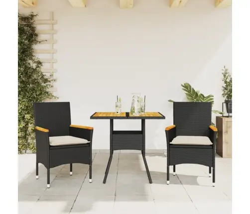 3-Daļīgs Dārza Mēbeļu Komplekts, Matrači, Melna Pe Rotangpalma Vidaxl