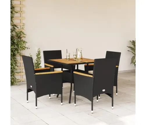 Sodo Komplektas, 5 Dalių, Juodas, Poliratanas Ir Akacija