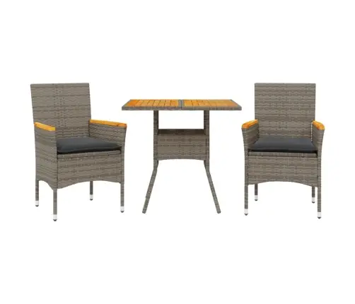 3-Daļīgs Dārza Mēbeļu Komplekts, Matrači, Pelēka Pe Rotangpalma Vidaxl