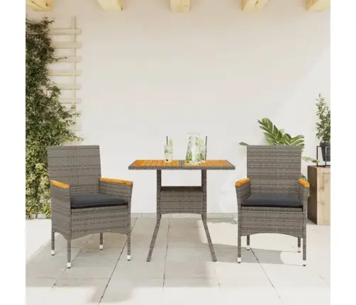 3-Daļīgs Dārza Mēbeļu Komplekts, Matrači, Pelēka Pe Rotangpalma Vidaxl