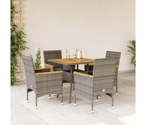 5-Daļīgs Dārza Mēbeļu Komplekts, Matrači, Pelēka Pe Rotangpalma Vidaxl