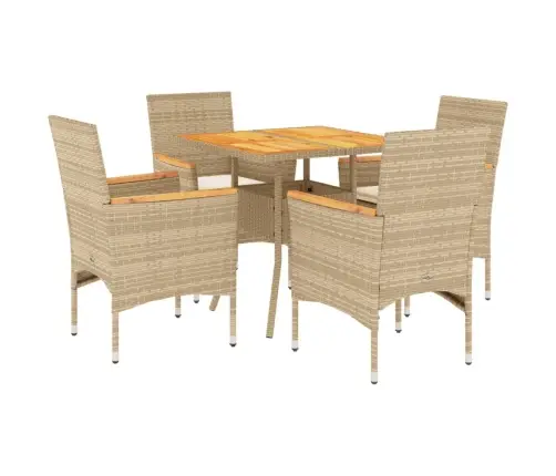 5-Daļīgs Dārza Mēbeļu Komplekts, Matrači, Bēša Pe Rotangpalma Vidaxl